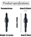 Pack Of 24 100 Grain Screw In Archery Field Points with 8mm OD and 38mm length showing specifications for practice arrows