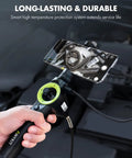 Hand using 360 Degree Four Way Articulating Borescope With Tiny 0.26 Inch Probe Pro Grade Endoscope on engine