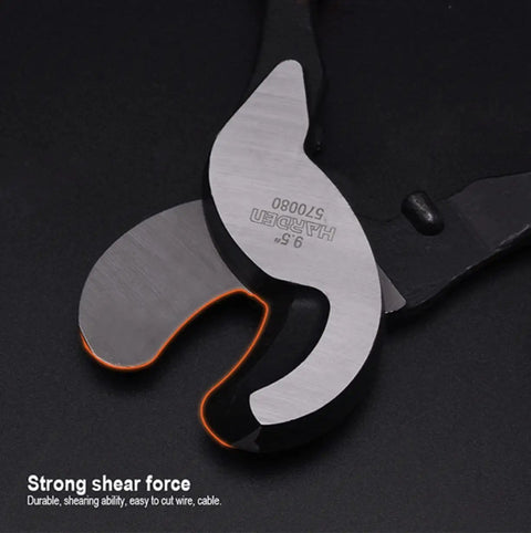 Heavy Duty Cable Cutters Forged From Hardened High Carbon Steel Slice Through Four Zero Aluminum Two Zero Copper And Com Wiring Like Hot Butter, cutting edge detail.