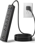 Mountable Power Strip With USB C And USB A Ports Surge Protector 10 In One Charging Hub 9.8 Foot Cord shown plugged into wall