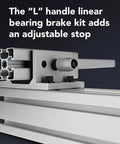 3 Mount Double Flange Short Aluminum Linear Bearing For 45mm Extrusion 45 Series With Brake Holes installed on rail