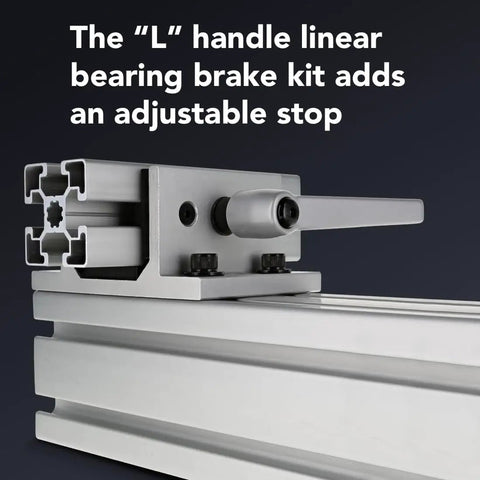 3 Mount Double Flange Short Aluminum Linear Bearing For 45mm Extrusion 45 Series With Brake Holes installed on rail
