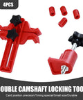 Badass Cam Engine Timing Tool Set With Nine Piece Anti Slip Sprocket Gear Lock Kit For Dead On Camshaft Alignment And Easy Auto Maintenance Universal Fit Red Color, showing 4-piece red camshaft locking tools.