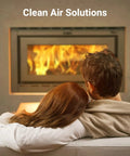 Couple relaxing by a fireplace, highlighting Six Pack 16x20x1 Air Filter MERV 11 MPR 1000 with durable ABS white frame.