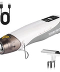 Dope Little Mini Cordless Heat Gun For DIY Crafts And Embossing, white with USB cable and reflector nozzle included