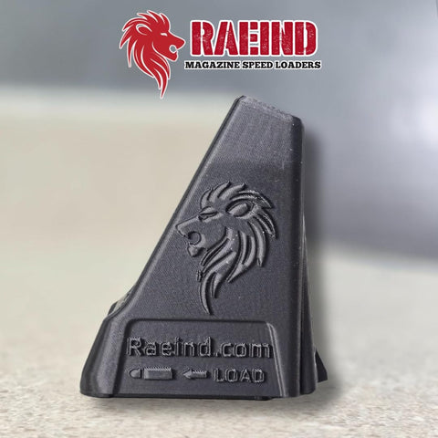 Hi-Point JHP 45 Gen 2 Magazine Speed Loader For .45 ACP, black single stack loading tool with lion logo, side view