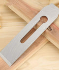High Quality Bench Plane Blade For Hand Woodworking Projects, Darn Sharp High Carbon Steel Carpenter Replacement Tool on wood.