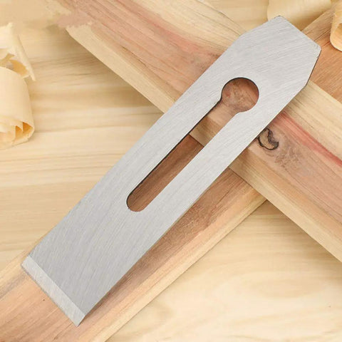High Quality Bench Plane Blade For Hand Woodworking Projects, Darn Sharp High Carbon Steel Carpenter Replacement Tool on wood.