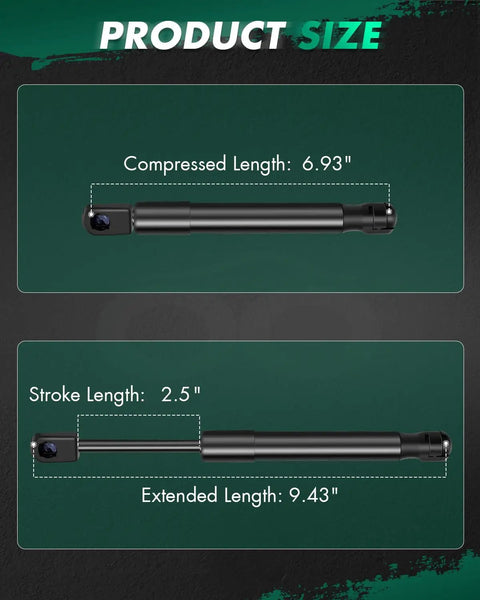 Nissan Sentra Trunk Lift Support Shocks Replacement 2007 2008 2009 2010 2011 2012 Heavy Duty Gas Struts dimensions diagram