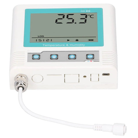 Heavy Duty Lcd Temperature Data Logger With Usb Software Alerts And Rechargeable Battery For Cold Chain Warehouses And Labs, displaying 25.3°C.
