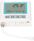 Heavy Duty Lcd Temperature Data Logger With Usb Software Alerts And Rechargeable Battery For Cold Chain Warehouses And Labs showing display and ports.