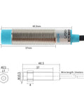 M12 Proximity Sensor With 4mm Sensing Distance, 10.5mm Cylindrical Body, NPN NO Output, 2m Cable, industrial automation component