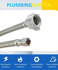 Six Pack 12 Inch Braided Stainless Steel Toilet Supply Lines 3/8 Inch Compression To 7/8 Inch Back Nut