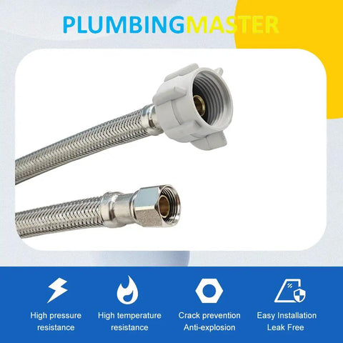 Six Pack 12 Inch Braided Stainless Steel Toilet Supply Lines 3/8 Inch Compression To 7/8 Inch Back Nut