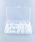 900 Piece Silicone Fender Washers Set M6 To M20 Assortment Kit With Nine Sizes Round Flat Shim Washers For Screws And Bolts Handy Storage Box Ideal For Auto Repairs And DIY Projects For Gearheads. clear organizer with assorted white silicone washers