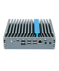 Rock Solid Din Rail Micro Firewall Mini Pc Featuring Intel Core Ultra 5 125U And Eight Gbe Ports For Seamless Opnsense Routing And Plug And Play Industrial Networking Reliability, rear view with ports.