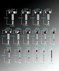 Straight Shooting Precision Forstner Bit Set For Woodworking And Carpentry Smoothly Bores Clean Holes In Hardwood Plywood Composites 16 Piece Pro Drill Kit sizes displayed with measurements.