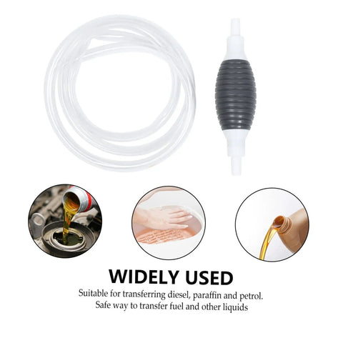 Easy Peasy Manual Transfer Pump Kit - Hand Operated Siphon Pump With Hose For Liquid Transfer, Ideal For Cars And Boats, Emergency Use, Compatible With Gasoline And Water, Spill-Free And Durable, clear hose and bulb pump