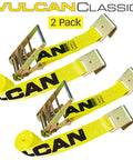 Built Tough Heavy Duty Ratchet Strap Set With Flat Hooks 4 Inch By 27 Foot 2 Pack Bright Yellow Load Tie Downs
