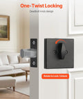 Full Metal Single Cylinder Deadbolt Lock Keyed One Side Comes With Three Heavy Duty Keys Matte Black Finish close-up showing knob design and twist functionality.