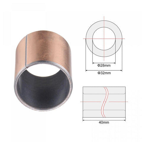 Heavy Duty Sleeve Bearing Oilless Bushing Plain Bearings With 28mm Bore 32mm Outside Diameter And 40mm Length side view image.