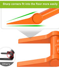 Close-up of sharp corners on Beast Mode Heavy Duty 2mm Steel Wrecking Bar With 28 Inch Rounded Handle for efficient floor demolition.