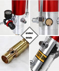 Big Rig Ready Pneumatic Grease Gun Air Powered Lubricator 50 To 1 Pressure Ratio close-up of pressure gauge and fittings.