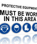 Protective Equipment Must Be Worn In This Area Sign Built Tough Aluminum 8 By 12 Inches Waterproof And Rustproof Display
