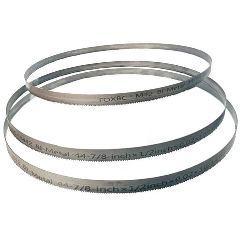 Three FOXBC M42 BI-Metal bandsaw blades, 44-7/8 in x 1/2 in x .020 in, 3-pack