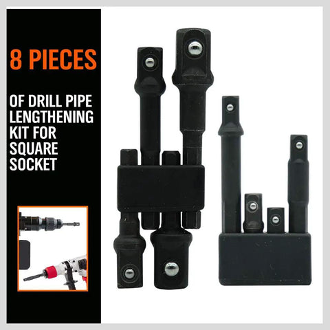 Eight Piece Impact Socket Adapter Set For One Quarter Inch Three Eighths Inch And One Half Inch Drives Quick Change Drill Chucks