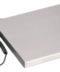 Heavy Duty 400 Pound Portable Shipping Scale With 12 X 15 Inch Platform Battery Powered Electronic Bench Scale showing a sleek stainless steel platform and control pad.