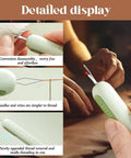 Pro Grade Two In One Needle Threader And Seam Ripper Tool For Sewing Upgraded 2024 Dual Head Seam Remover Integrated Threader And Seam Cutter Durable Green Design in use