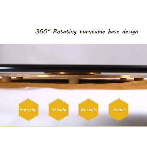 Side view of Glass Lazy Susan Turntable for Dining Table with Smooth Silent Bearing 360 Degree Rotation Round Serving Plate Gray 120 cm