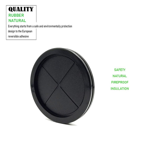 2 Inch Rubber Grommets For Wiring, 42 Mm Inside Diameter Double Sided Round Cable Hole Plugs, black grommet front view