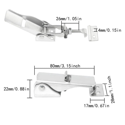Two Pack Adjustable Stainless Steel Latch Lock Clips With Screws Heavy Duty Toggle Catch Spring Loaded Draw Latch Durable Clamp