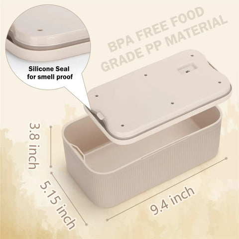 Lockable Storage Box With Dial Lock For Medicine, Phone And Small Essentials, Compact Cream Lockbox, 9.25 x 5 x 3.6 inches, lid open
