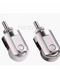 Digital Caliper, Micrometer Dial Indicator Wheel Probe Steel Tip M2.5, close-up view of steel roller body and metal threads.
