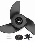 3-Blade Trolling Motor Propeller Replacement For MGA089B High Thrust Low Draft Shallow Water Prop Kit displayed with mounting hardware