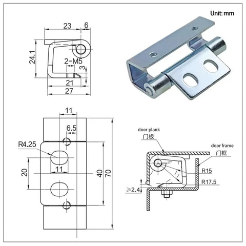 Heavy Duty Iron Gate Hinge Built Like A Tank For Industrial Toolboxes And Automation Control Doors Featuring A Smooth Operator Swing For Shop Professionals Daily, showing dimensions and design.