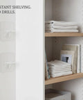 Stick On Shelf Brackets No Drill Wall Mounts For Closet And Cabinet Organization 4.7 By 4.7 Inch PP Plastic 2 Pack on wall