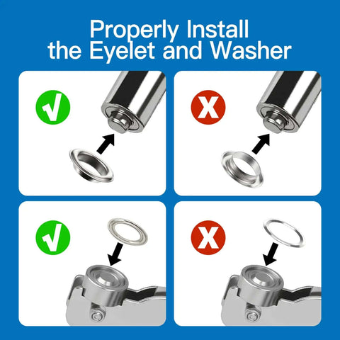 Heavy Duty Grommet Tool Kit With One Quarter Inch And Three Eighths Inch Punch Pliers installation guide for eyelets and washers
