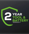 Image showing a 2 year tool and battery warranty badge for 82V 18 Inch Brushless Cordless Chainsaw With 2.7kW Power, 210 Cuts Per Charge