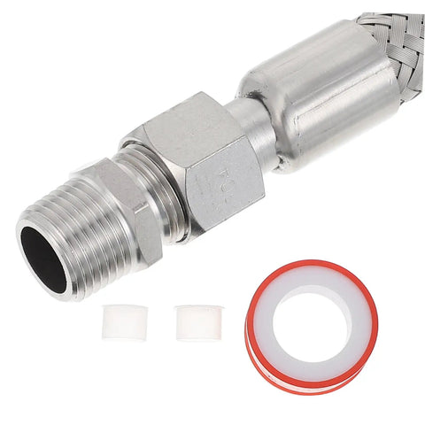 Badass Half Inch Stainless Steel Braided Air Hose High Pressure Heat Resistant Jumper For Industrial Air Compressor Pump Discharge Vibration Absorbing Heavy Duty Pro Grade Quality Keeps Moving Smooth Easy Install Shop Ready Top Tier, threaded fitting end