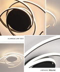Modern Spiral Flower LED Ceiling Light With Remote Dimmer Flush Mount Fixture For Living Room And Kitchen White Aluminum