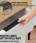 Edge Black Hidden Drawer Door Cabinet Handle Aluminum Alloy Finger Pull Concealed Back Mount in use on kitchen drawer.