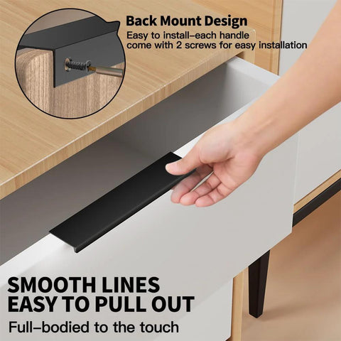 5 Pack Edge Black Hidden Drawer Handles Aluminum Alloy Finger Edge Pull Concealed Furniture Hardware Back Mount Dresser Handles For Kitchen And Bathroom 400mm Length Waterproof Rust Resistant Construction installation