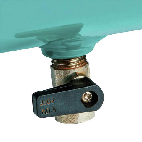 Close-up of the valve on the Quiet Series Air Compressor With Half Horsepower Compact One Gallon Tank Oil Free Pump Ultra Quiet 58 DB.