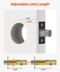 Adjustable latch length diagram for Full Metal Single Cylinder Deadbolt Lock Keyed One Side, dimensions 2-3/8" and 2-3/4".