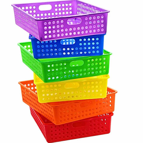 Six Pack Straight Up Durable Plastic Classroom Storage Bins And Turn In Trays Total Game Changer For Teachers To Keep Papers Neat And Tidy Rainbow Colors Measure 13 Inches Long