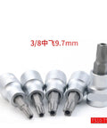 Top Notch 9pc Torx Screwdriver Bit Socket Set T10 To T50 Plus Pentalobe Star Bits For Heavy Duty Car And Gear Repair With Durable Cr-v Steel Construction And Super Strong Grip That Gets The Job Done Smoothly., 3/8-inch 9.7mm TS10-TS50 CR-V Torx bit socket set